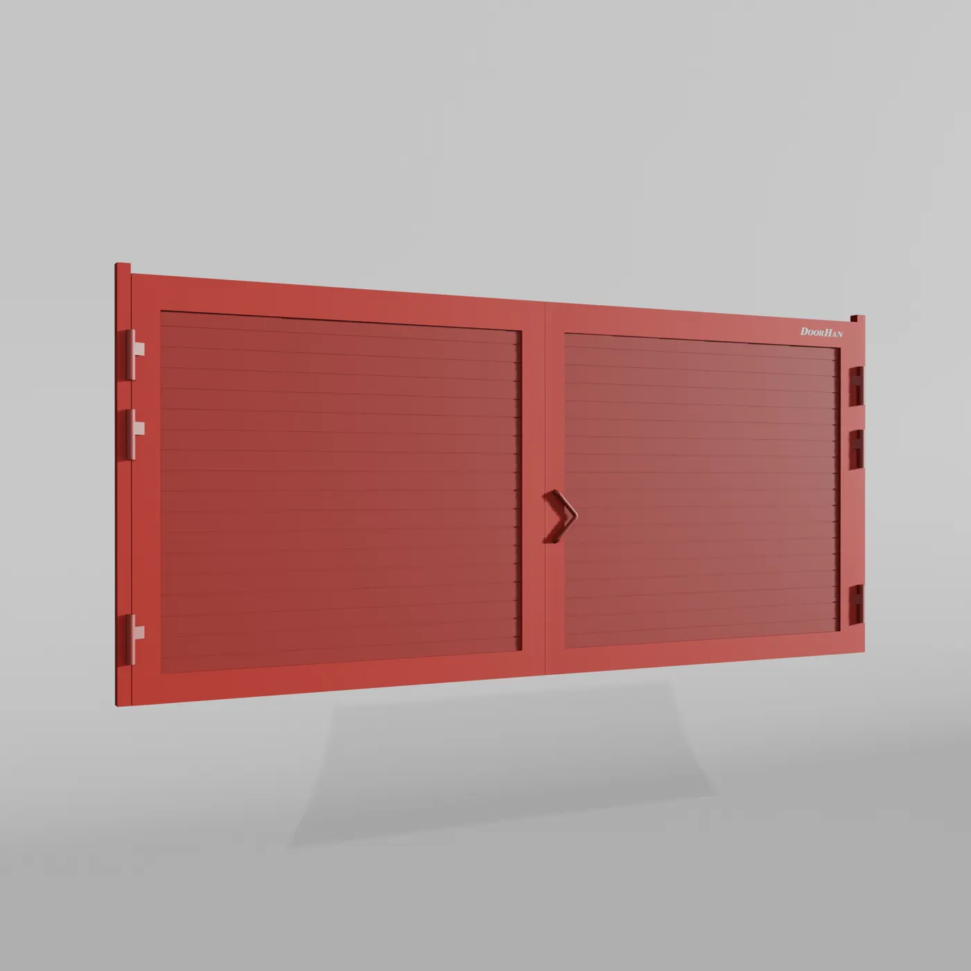 Распашные ворота DoorHan 3700х2000 цвета RAL 3000 (красный) с дизайном «доска» с автоматикой