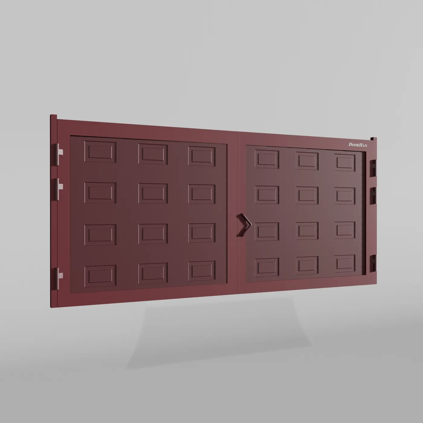 Распашные ворота DoorHan 3700х1500 цвета RAL 3005 (бордовый) с дизайном «филенка» с автоматикой