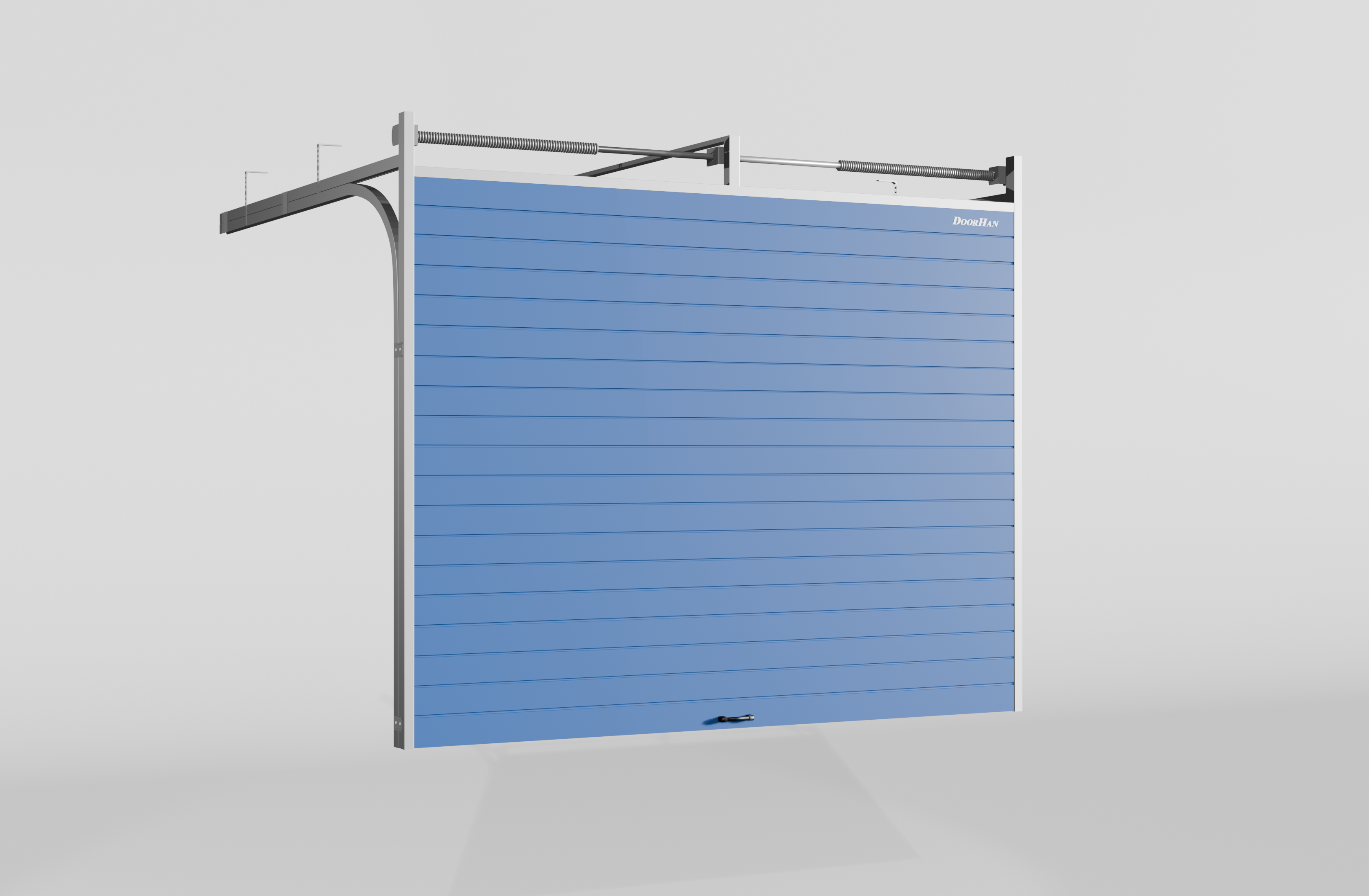 Секционные ворота DoorHan стальные 4700х2000 цвета RAL 5005 (синий) с дизайном «доска» с автоматикой