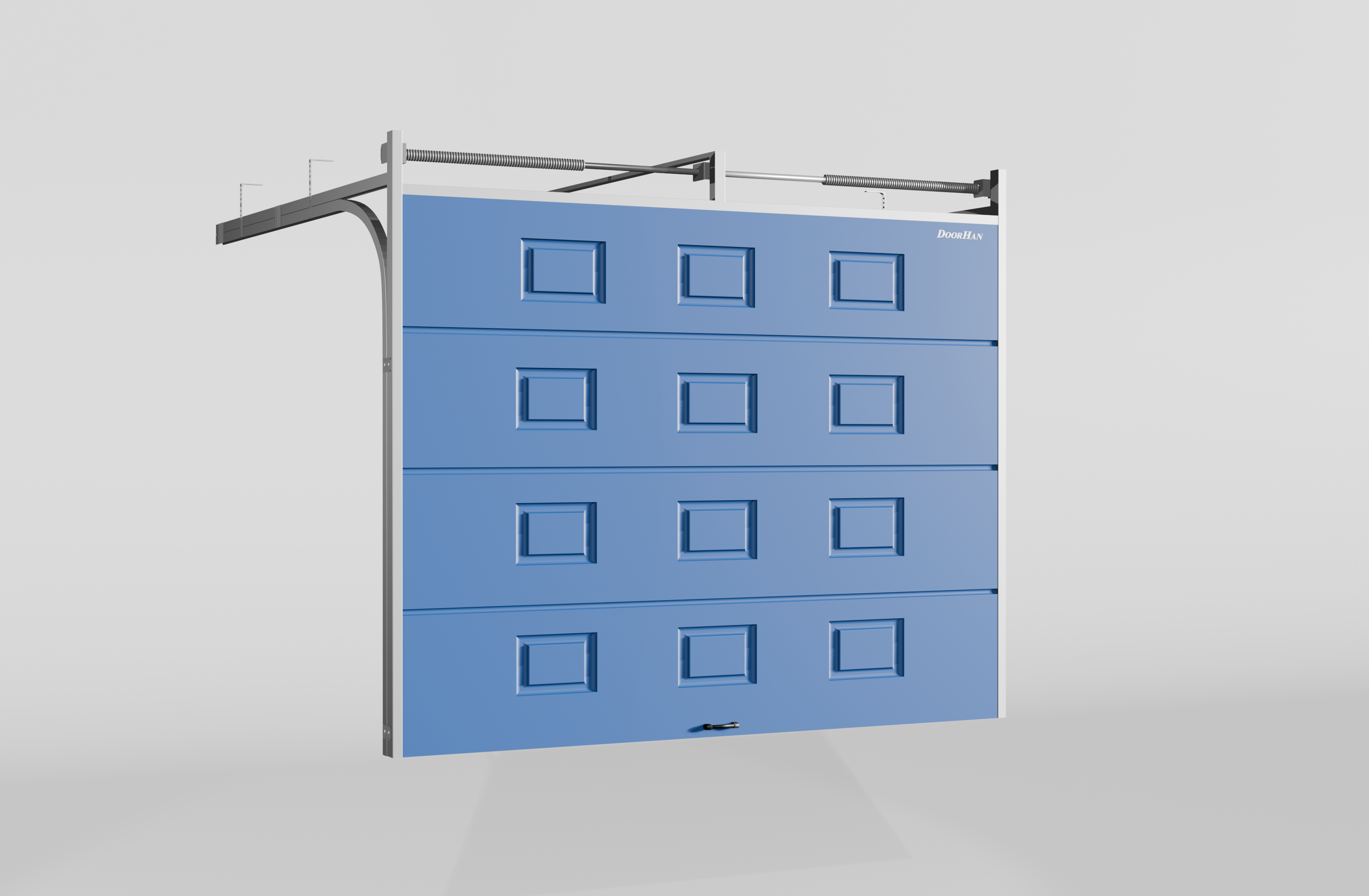 Секционные ворота DoorHan стальные 3900х2700 цвета RAL 5005 (синий) с дизайном «филенка» с автоматикой