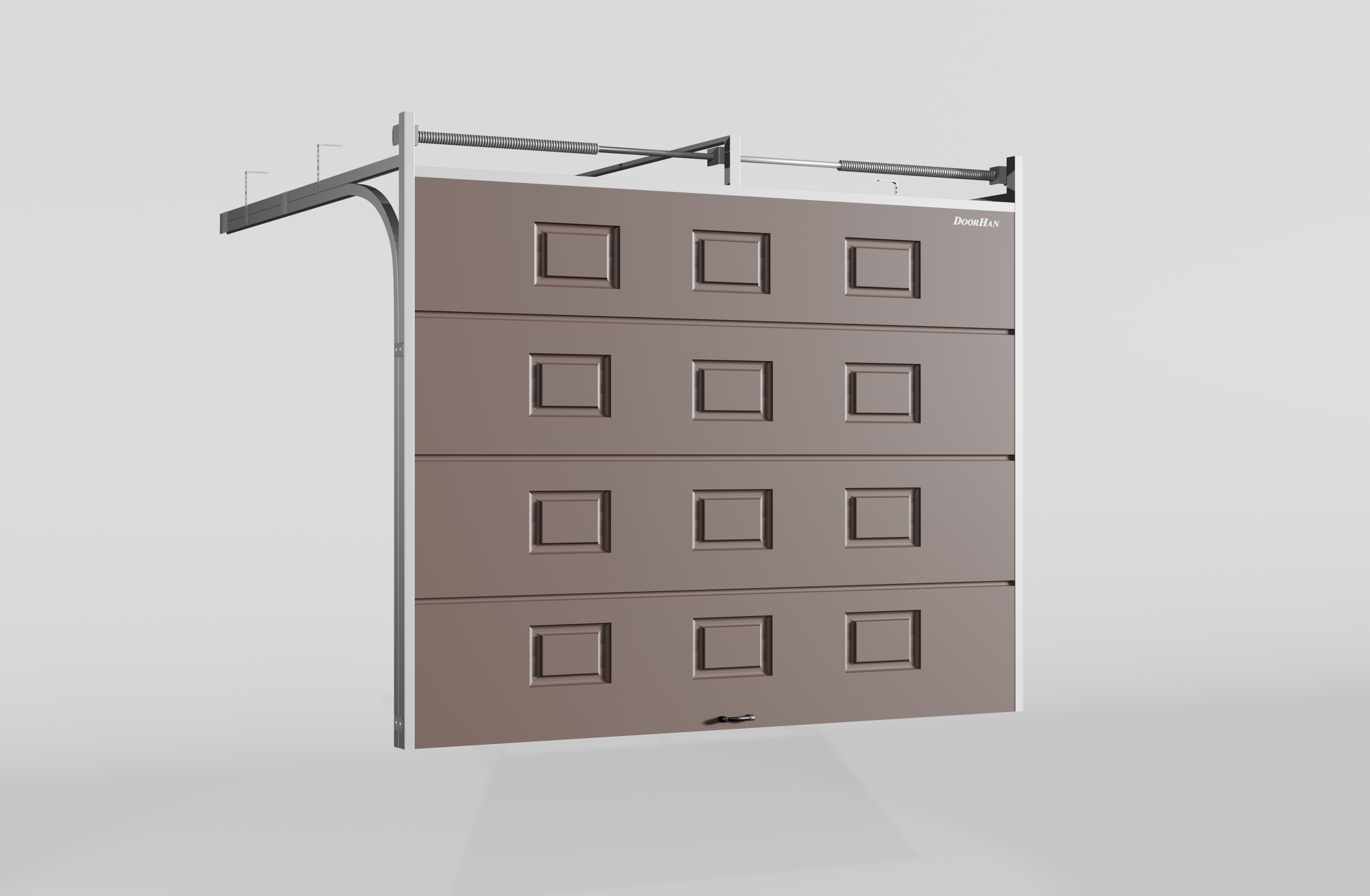 Секционные ворота DoorHan стальные 2400х2700 цвета RAL 8017 (коричнево-красный) с дизайном «филенка» с автоматикой