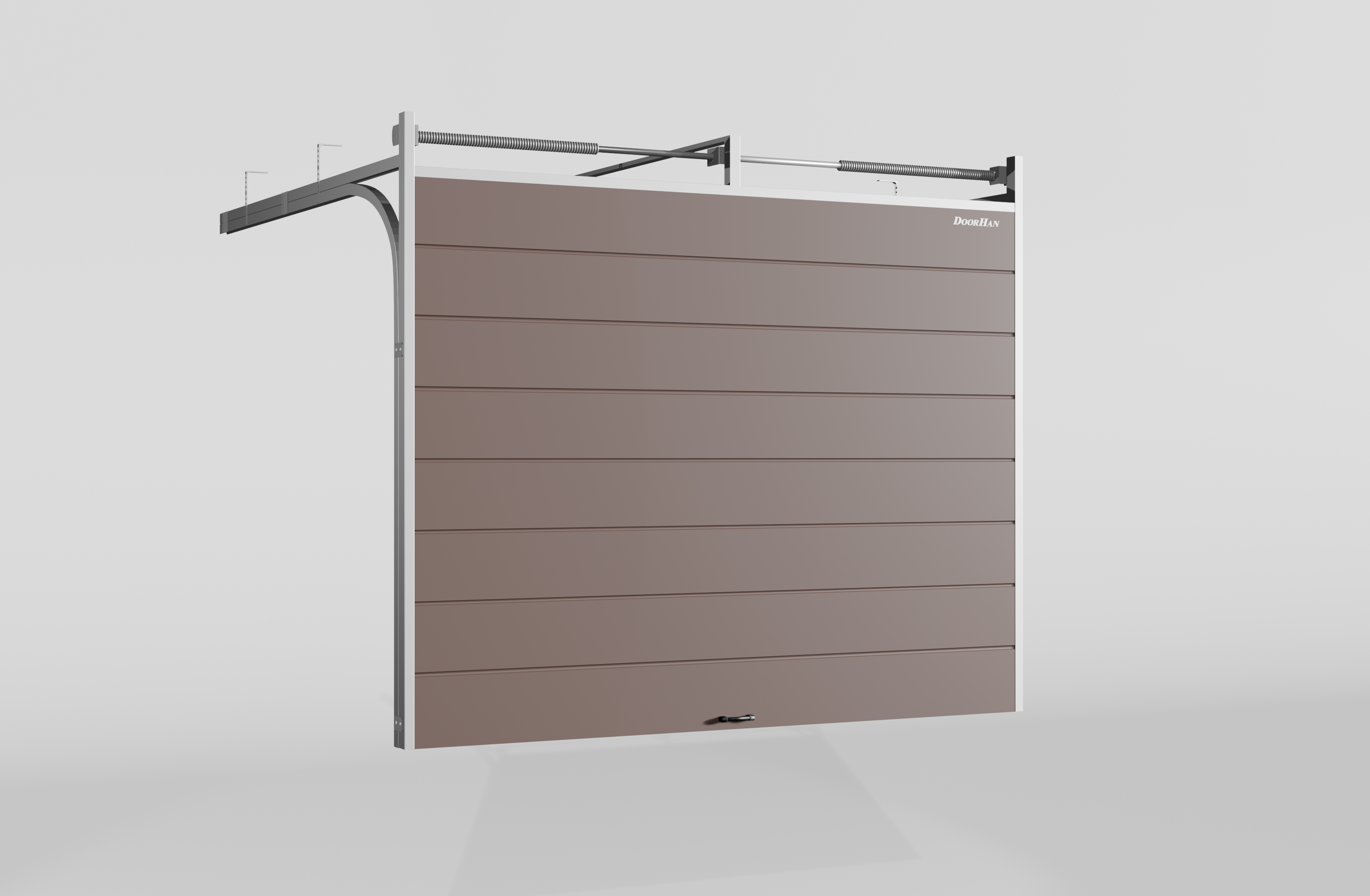 Секционные ворота DoorHan стальные 2700х2400 цвета RAL 8017 (коричнево-красный) с дизайном «широкая центральная полоса» без автоматики