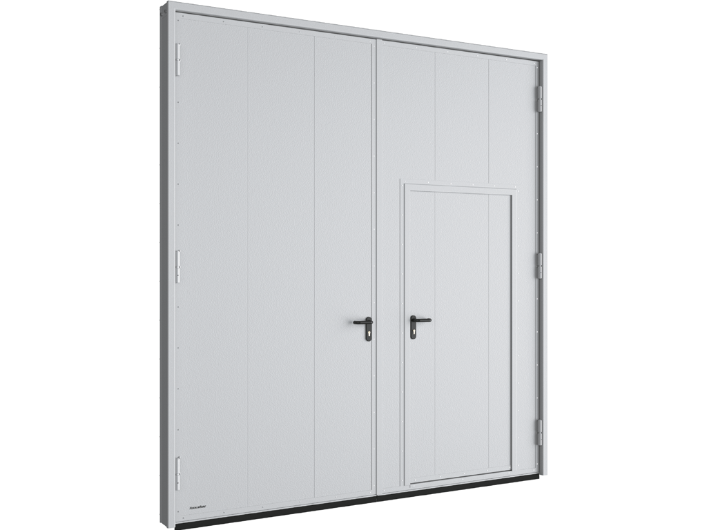 Распашные гаражные ворота из панелей с заполнением минеральной ватой серии VRGMV01