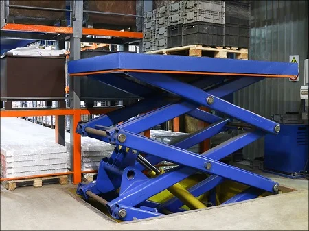 подъёмные стол синего цвета