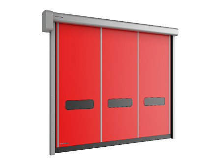 Скоростные рулонные ворота красного цвета